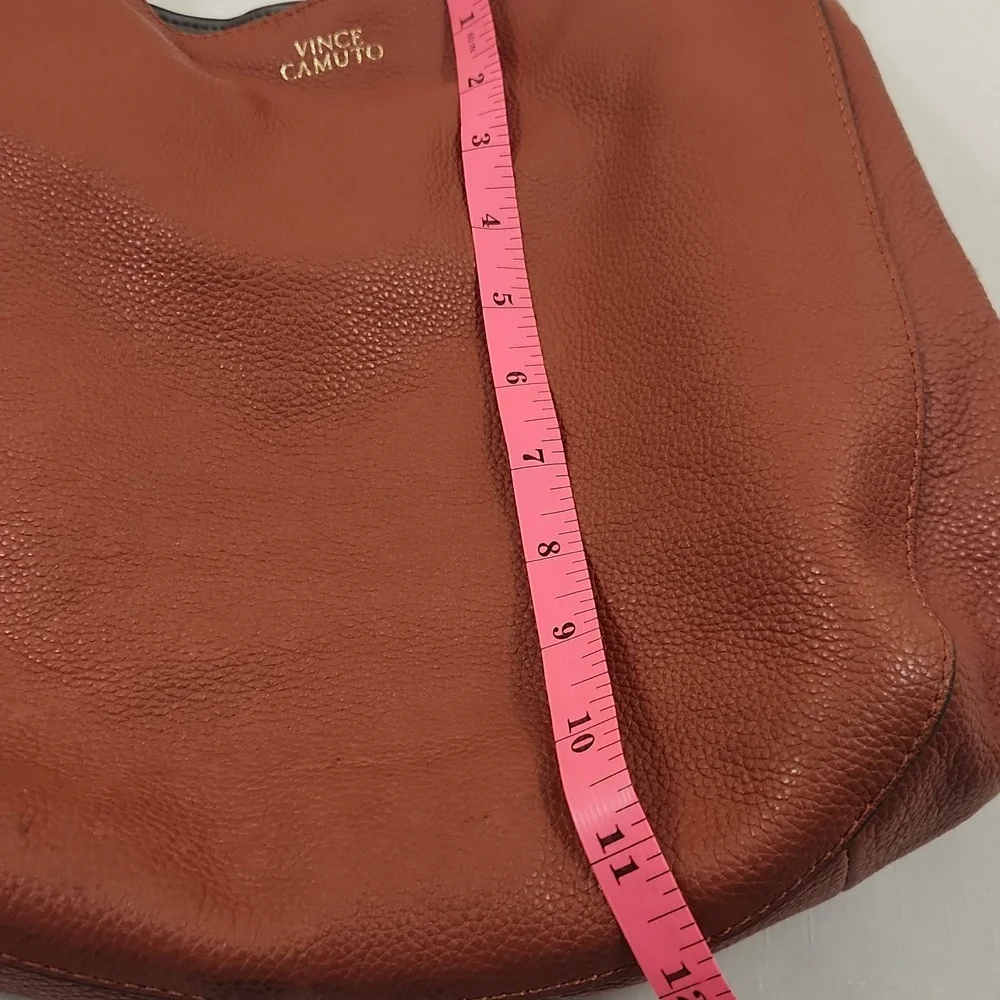 Vince Camuto Brown Orange Leather Hobo Bag.